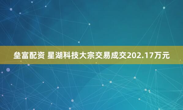垒富配资 星湖科技大宗交易成交202.17万元