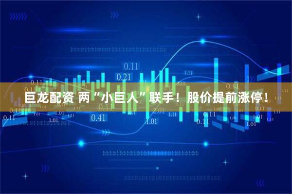 巨龙配资 两“小巨人”联手！股价提前涨停！