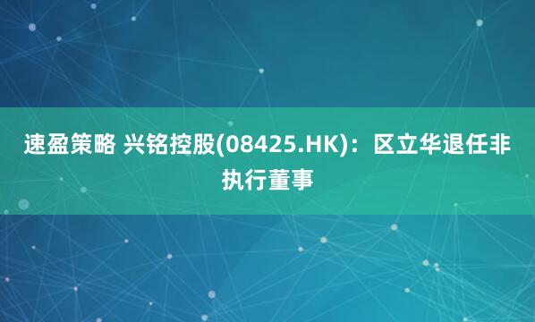 速盈策略 兴铭控股(08425.HK)：区立华退任非执行董事