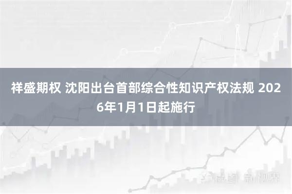祥盛期权 沈阳出台首部综合性知识产权法规 2026年1月1日起施行